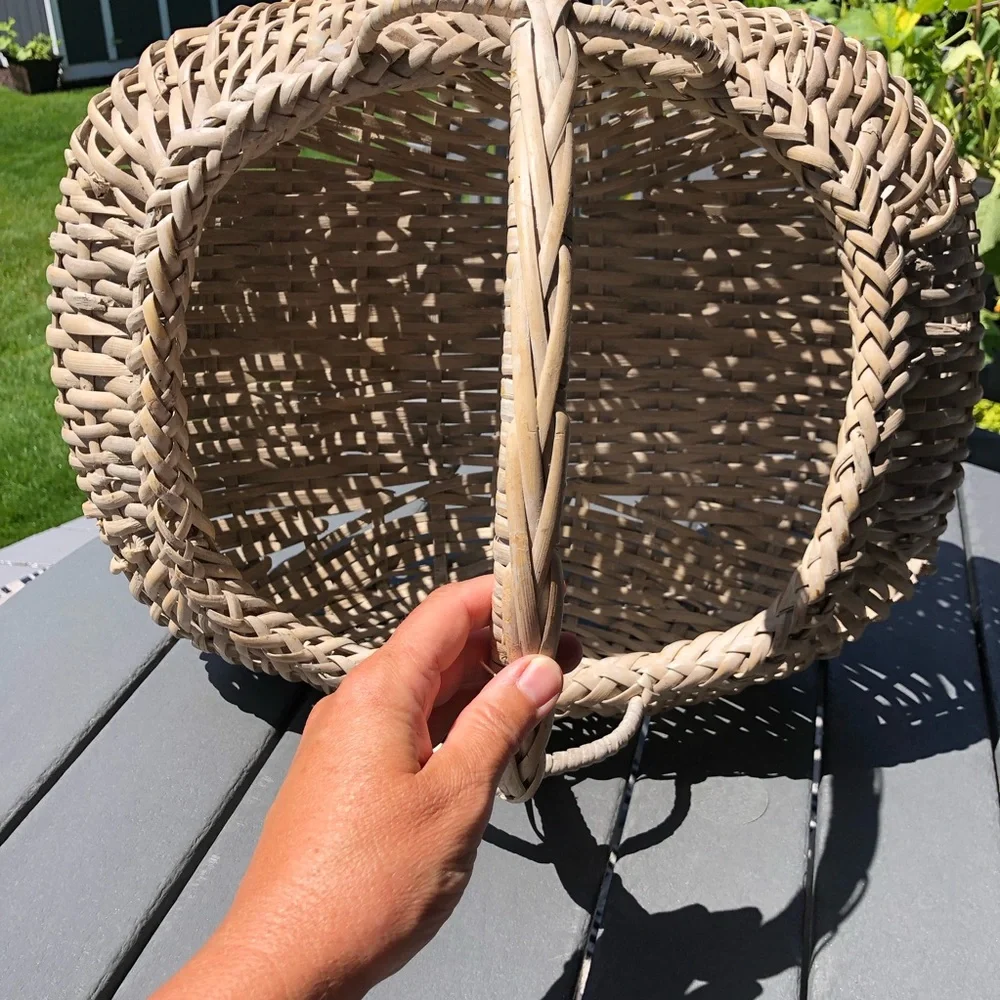Natural hand Woven Rattan Basket with Handles - Natural